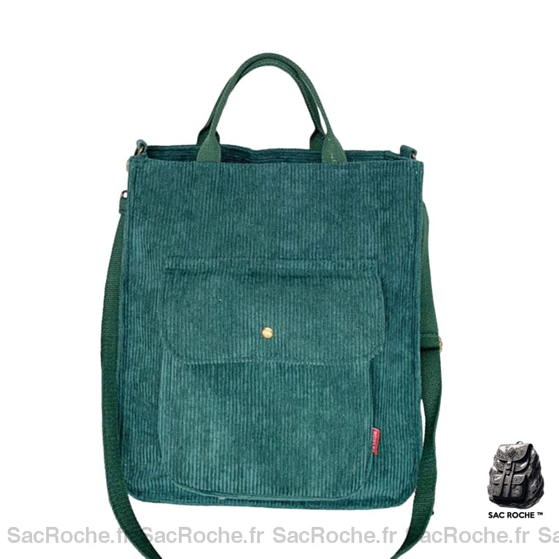 Sac Main Femme Bleu Canard Velour / 29X34X9Cm À