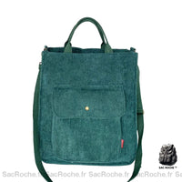 Sac Main Femme Bleu Canard Velour / 29X34X9Cm À