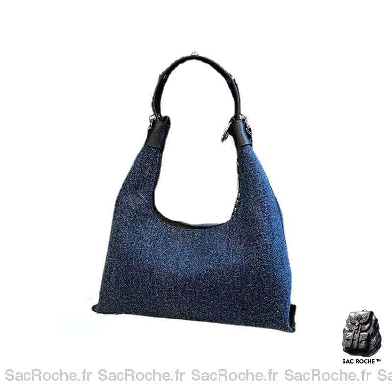 Sac Main Femme Bleu Chaine Foncé / 25X23X6Cm À