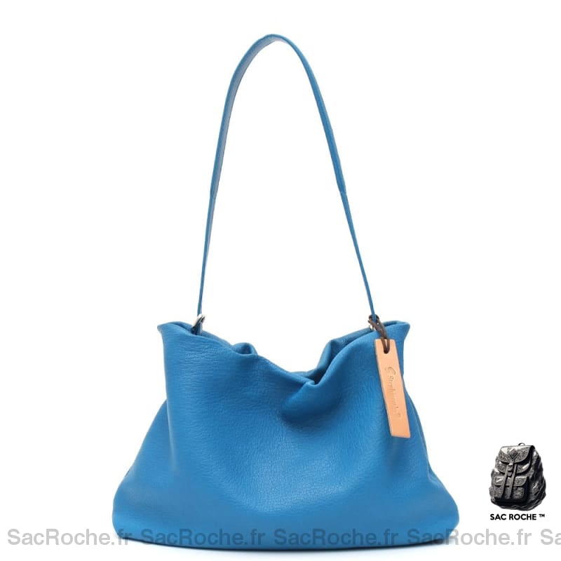 Sac Main Femme Bleu Cuir Luxe À