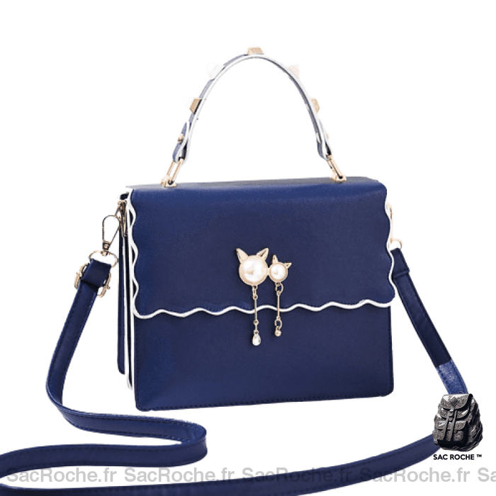 Sac Main Femme Bleu Nuit Chic / 21X17X11Cm À