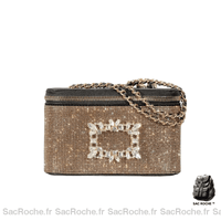 Sac Main Femme Boite Rectangulaire Doré À