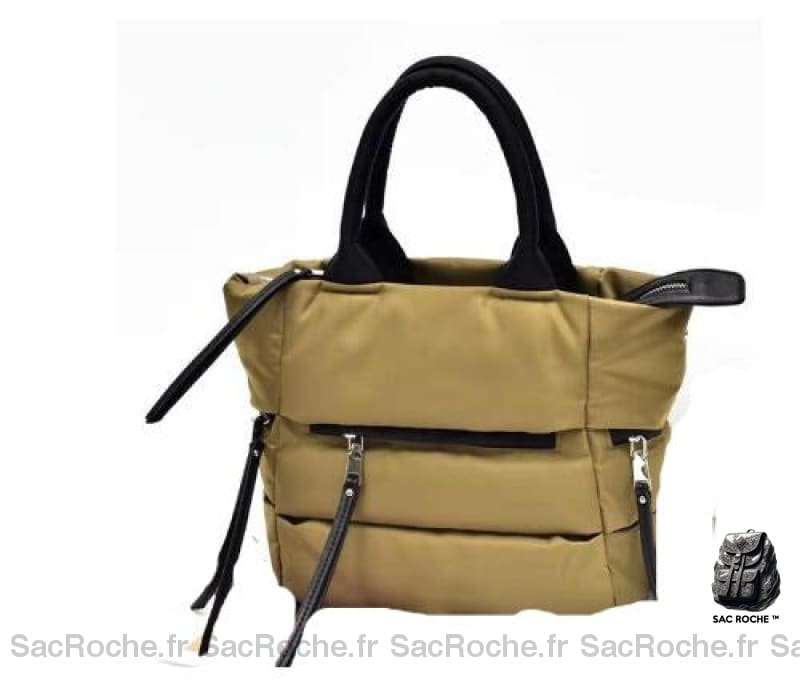 Sac Main Femme Bouffant Noir Jaune Pâle / 27X 23X16Cm À