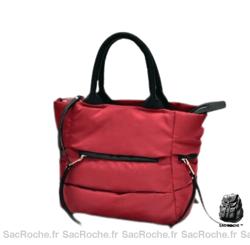 Sac Main Femme Bouffant Noir Rouge / 27X 23X16Cm À