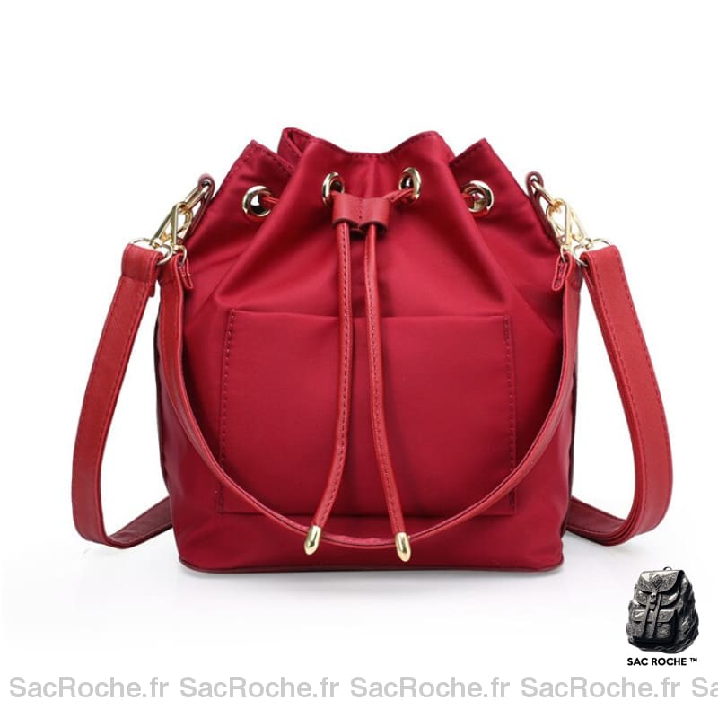 Sac Main Femme Bourse Cuir Rouge À