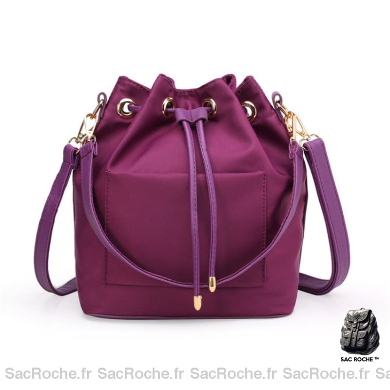 Sac Main Femme Bourse Cuir Violet À