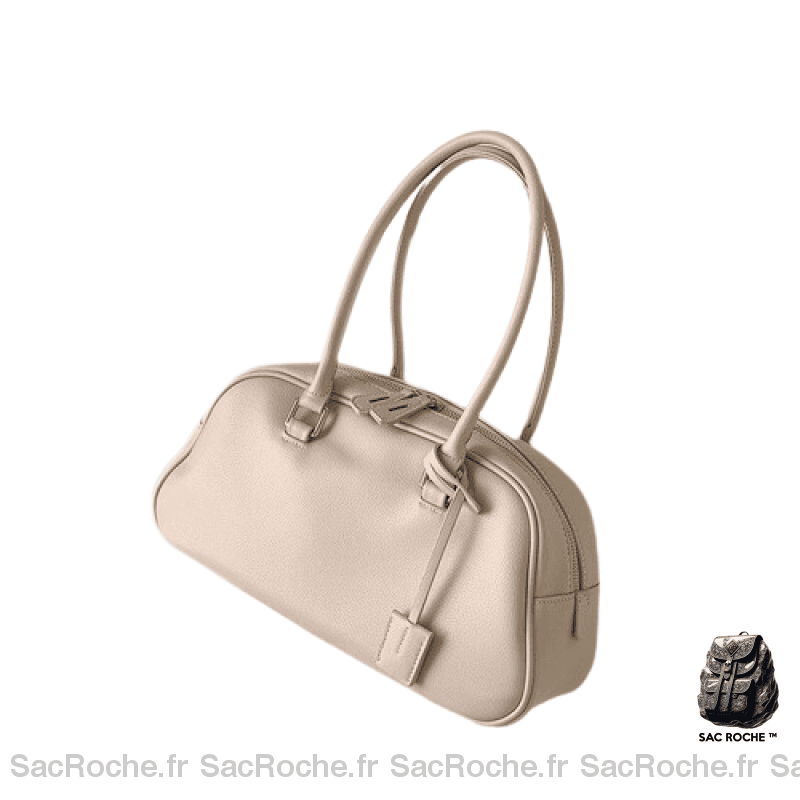 Sac Main Femme Bowling Compact Blanc / 35X12X17Cm À