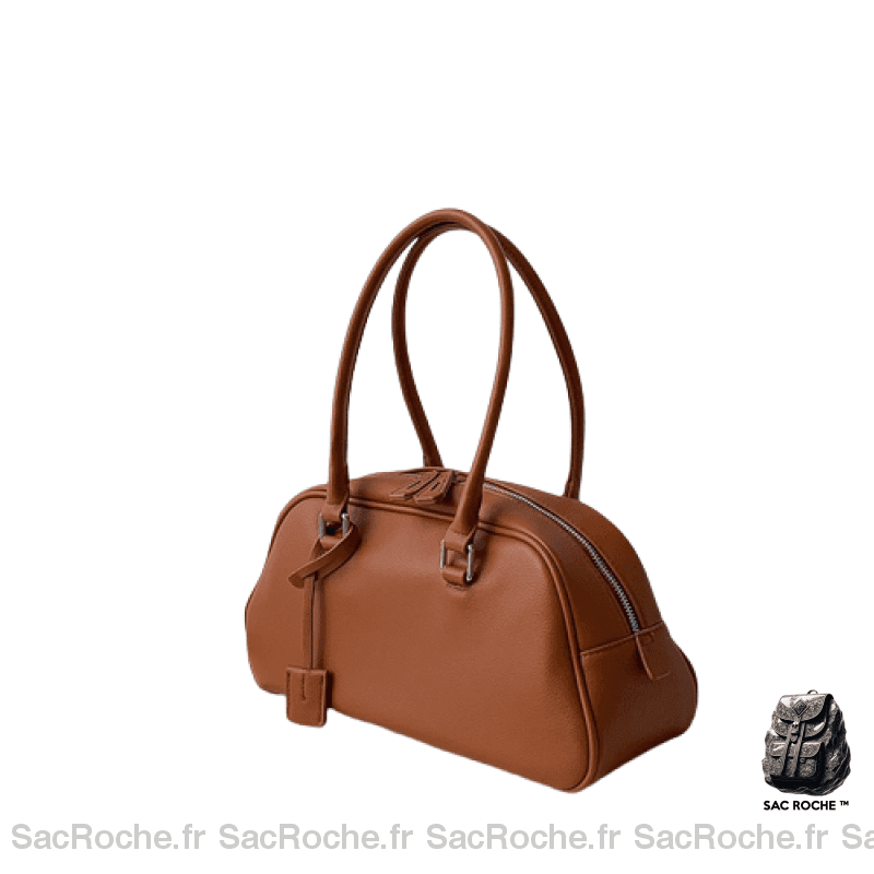 Sac Main Femme Bowling Compact Chocolat / 35X12X17Cm À