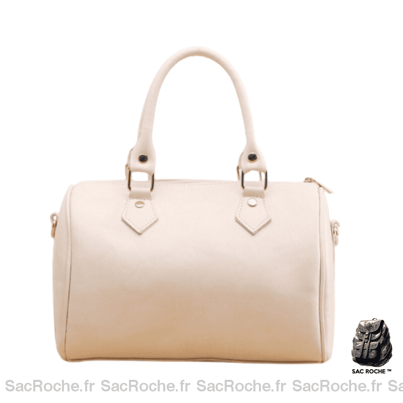 Sac Main Femme Bowling Cuir Ivoire À