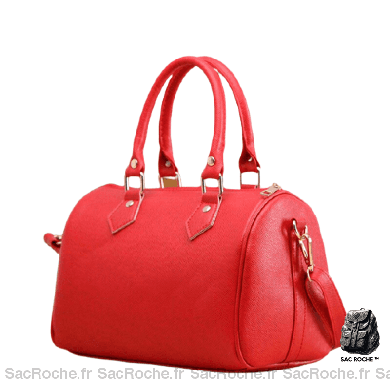 Sac Main Femme Bowling Cuir Rouge À