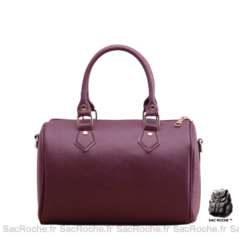 Sac Main Femme Bowling Cuir Violet À