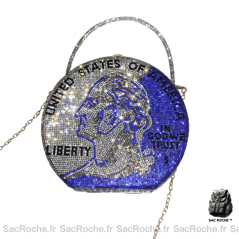 Sac Main Femme Brillant Bleu / 9Cm X 16Cm À