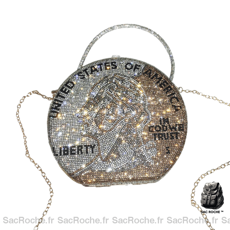 Sac Main Femme Brillant Doré / 9Cm X 16Cm À