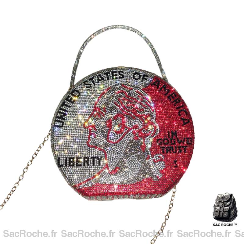 Sac Main Femme Brillant Rouge / 9Cm X 16Cm À