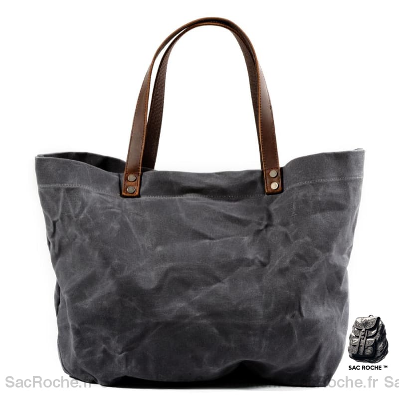 Sac Main Femme Cabas Grand Gris Foncé / 42X17X37.5Cm À