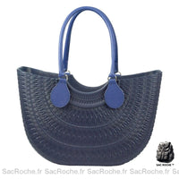 Sac Main Femme Caoutchouc Élégant Trendy Bleu Foncé / 35Cmx12Cmx32Cm À