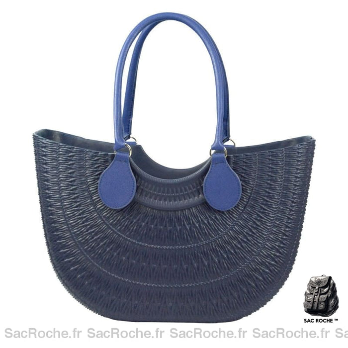 Sac Main Femme Caoutchouc Élégant Trendy Bleu Foncé / 35Cmx12Cmx32Cm À
