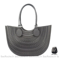 Sac Main Femme Caoutchouc Élégant Trendy - modèle Gris foncé / 35cmx12cmx32cm - Sac Roche ™