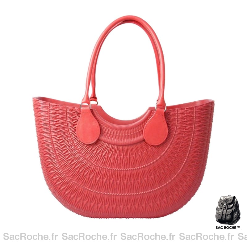 Sac Main Femme Caoutchouc Élégant Trendy Rouge / 35Cmx12Cmx32Cm À