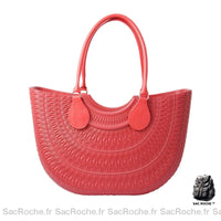Sac Main Femme Caoutchouc Élégant Trendy - modèle Rouge / 35cmx12cmx32cm - Sac Roche ™