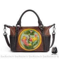Sac Main Femme Carpe Poisson - modèle Café / 25 x 11 x 17 cm - Sac Roche ™