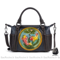 Sac Main Femme Carpe Poisson - modèle Noir / 25 x 11 x 17 cm - Sac Roche ™