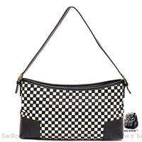 Sac Main Femme Carreau - modèle Noir / 32x17x6 cm - Sac Roche ™