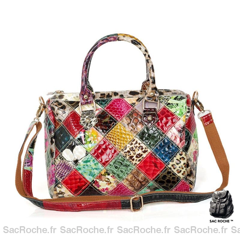 Sac Main Femme Carreaux Multicolor À