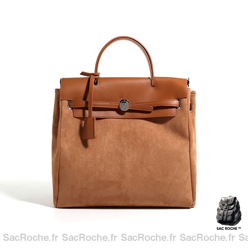 Sac Main Femme Carrés - Élégance Assurée! Marron / 30X30Cm À