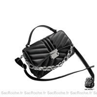 Sac Main Femme Chaine Argent - modèle Noir / 22x13x8cm - Sac Roche ™