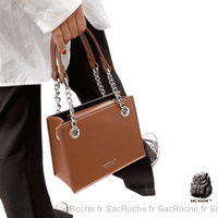 Sac Main Femme Chaîne Chic - modèle Marron / 18x14x9 cm - Sac Roche ™