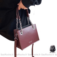 Sac Main Femme Chaîne Chic - modèle Rouge / 18x14x9 cm - Sac Roche ™