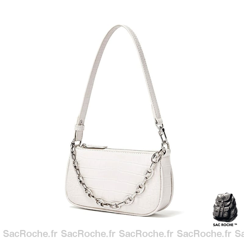 Sac Main Femme Chaine Luxe Blanc / 21 X 11 4Cm À