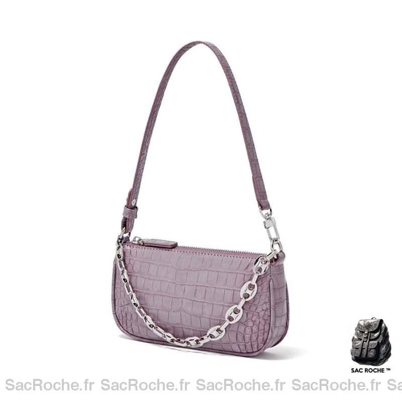 Sac Main Femme Chaine Luxe Violet / 21 X 11 4Cm À