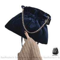 Sac Main Femme Chaine Pas Cher Bleu Foncé / 32X2X22Cm À