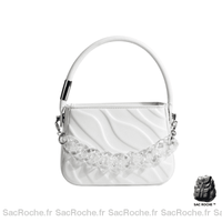 Sac Main Femme Chaînette Élégant - modèle Blanc - Sac Roche ™