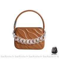 Sac Main Femme Chaînette Élégant - modèle Marron - Sac Roche ™