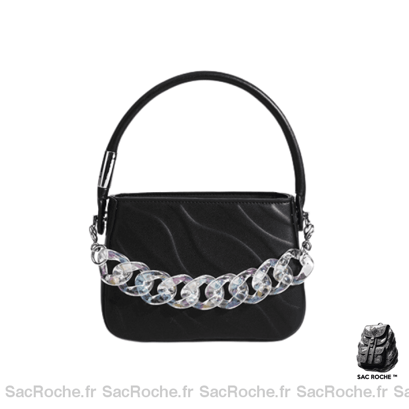 Sac Main Femme Chaînette Élégant Noir À