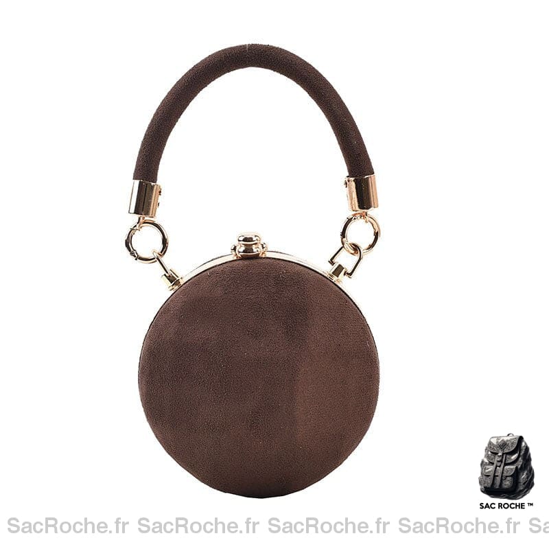 Sac Main Femme Couleur Daim Élégant Marron / 13X13X7Cm À