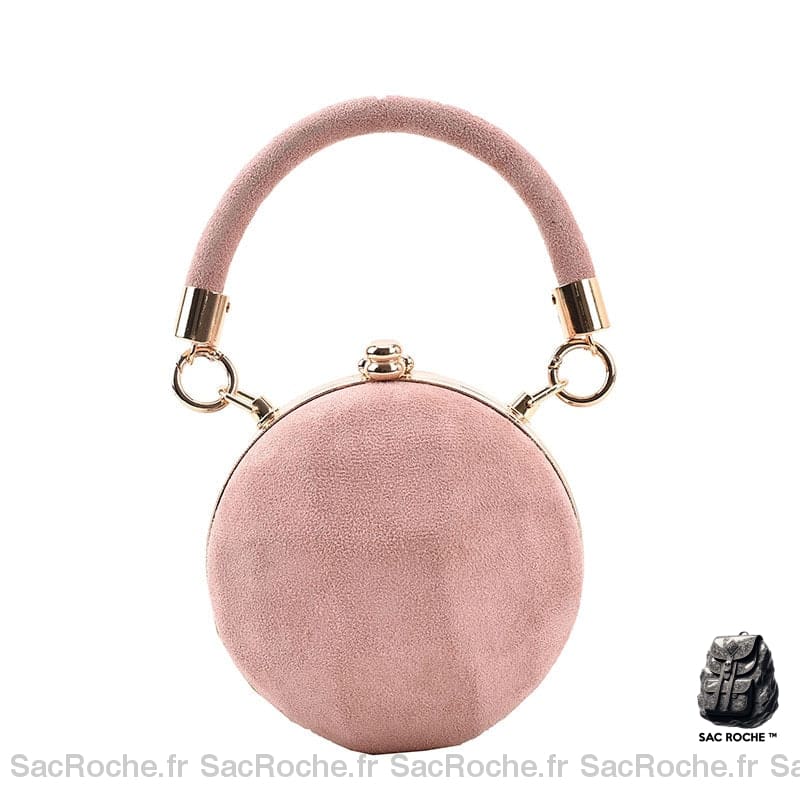 Sac Main Femme Couleur Daim Élégant Rose / 13X13X7Cm À