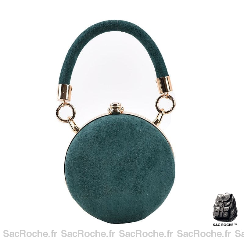 Sac Main Femme Couleur Daim Élégant Vert Émeuraude / 13X13X7Cm À