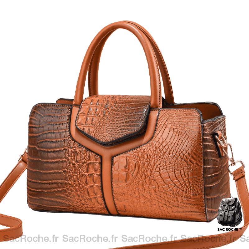 Sac Main Femme Crocodile Jaune / 30Cm À