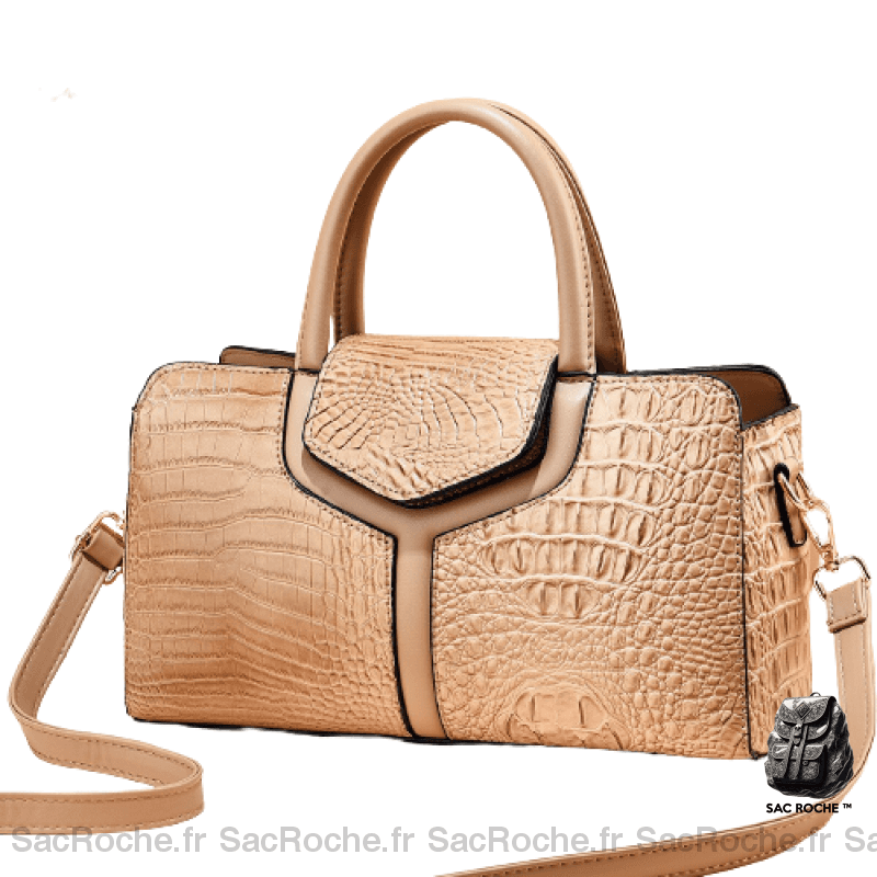 Sac Main Femme Crocodile Kaki / 30Cm À