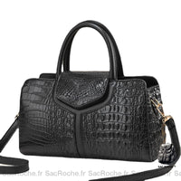 Sac Main Femme Crocodile Noir / 30Cm À