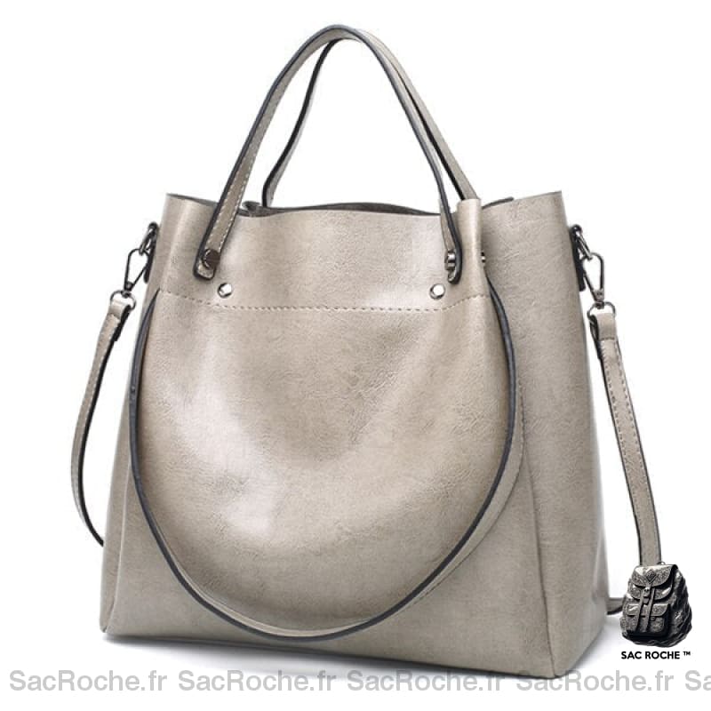 Sac Main Femme Cuir Abordable Gris À