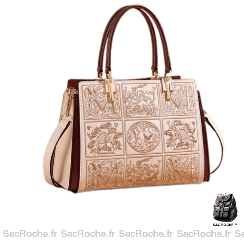 Sac Main Femme Cuir Beige À