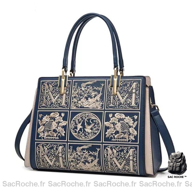 Sac Main Femme Cuir Bleu À