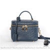 Sac Main Femme Cuir Bleu Marine Autruche À