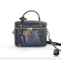Sac Main Femme Cuir Bleu Marine - modèle Python - Sac Roche ™
