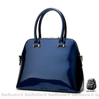 Sac Main Femme Cuir Bleu Navy / 30Cm X 24Cm 13Cm À